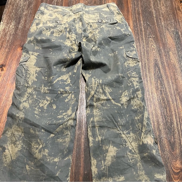 Vintage baggy cargo pants Y2K camo print rhinestones green gray 0 mid rise - Picture 8 of 15